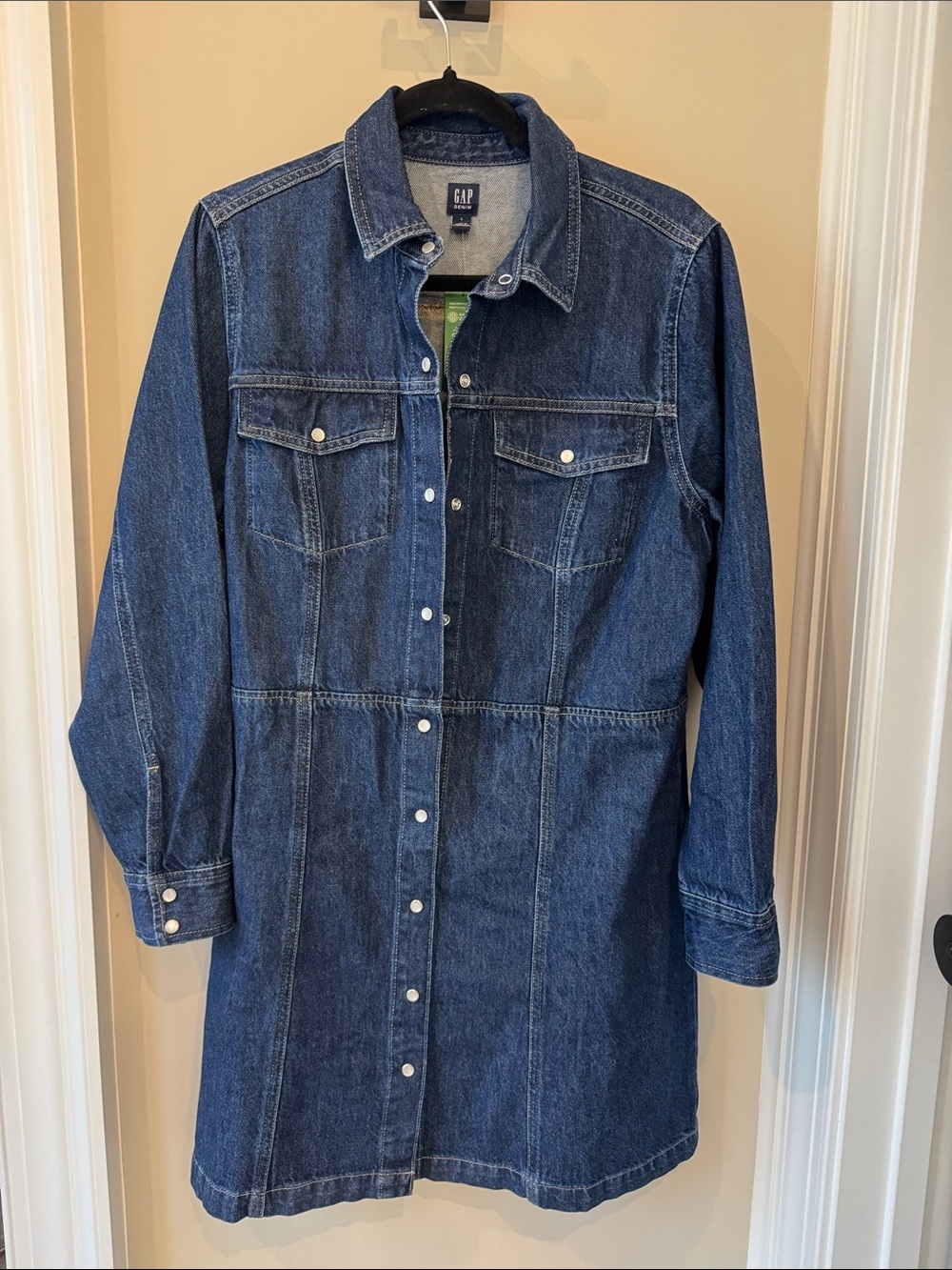 NWT-GAP Blue Denim Button-Front Shirt Dress